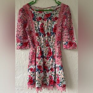 LoveShackFancy Rush Of Red Novalie Scoop Neck Mini Dress SKU: 11315774; S